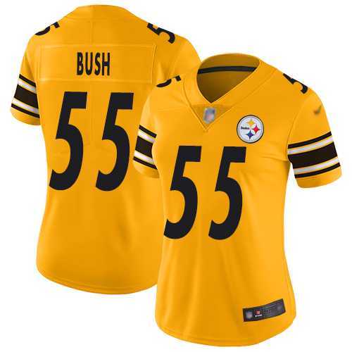 Womens Nike Steelers #55 Devin Bush Gold Stitched NFL Limited Inverted Legend Jersey Dzhi